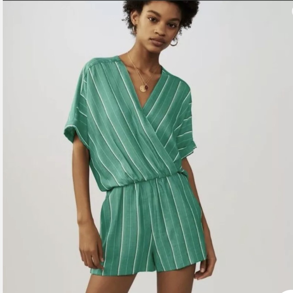 New Maje short sleeve striped romper